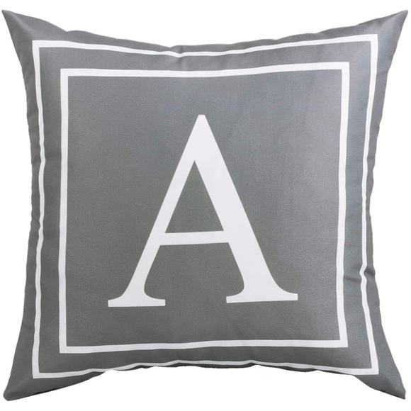 Alphabet A Throw Pillow Case 18 x 18 Inch Fascidorm Gray Pillow Cover English - Picture 1 of 10